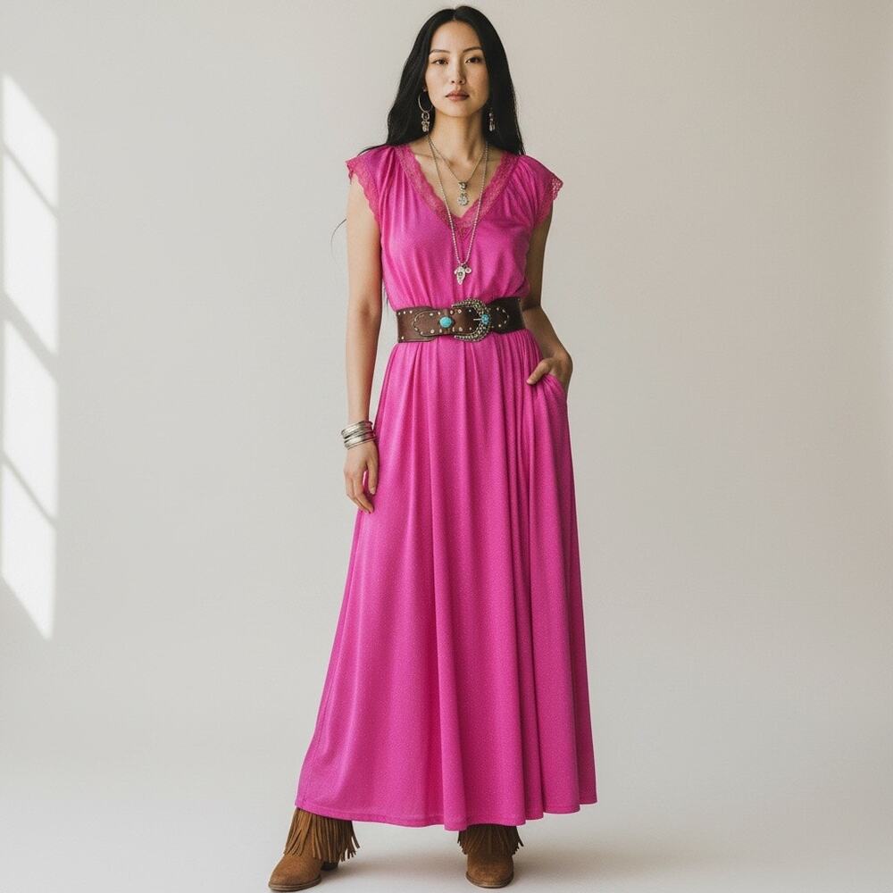 ✨ VINTAGE HOT PINK MAXI DRESS ✨
